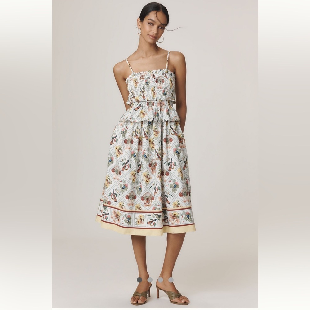 🎉RARE🎉 Anthropologie NWT Smocked Peplum Midi Dress size S - Picture 2 of 16